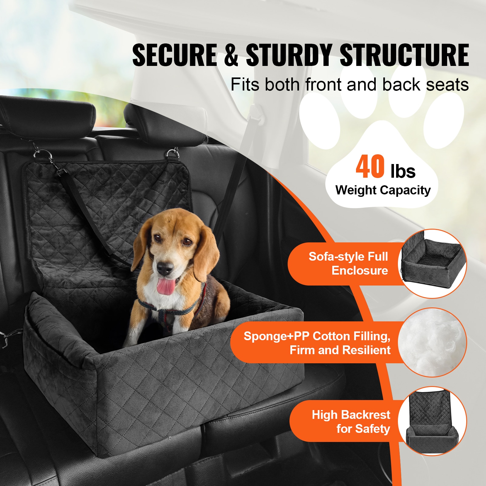 Dog Booster Car Seat For Small And Medium Dogs Comfortable Travel_voghion.com